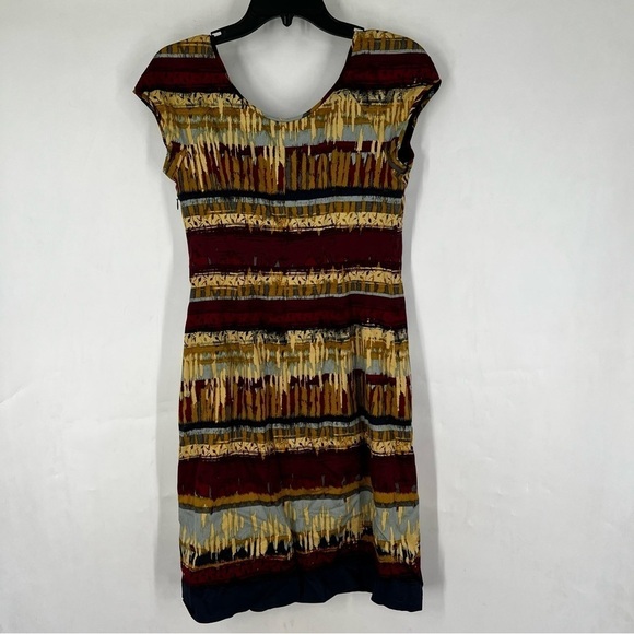 PENDLETON Abstract Print Cotton Blend Cap Sleeve Sheath Dress 4 Petite - Picture 2 of 5